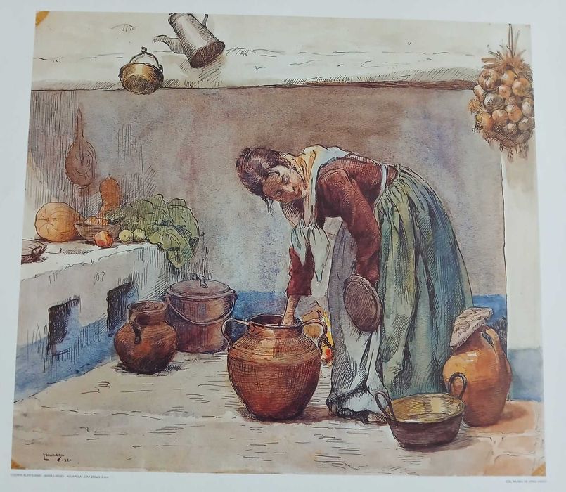 Gravura representando uma Cozinha Alentejana