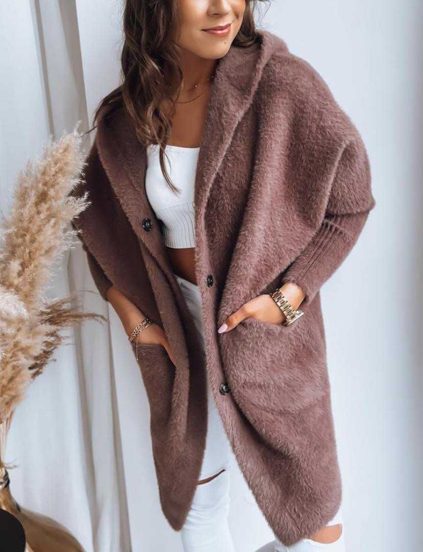 Płaszcz damski z alpaki kolor brąz