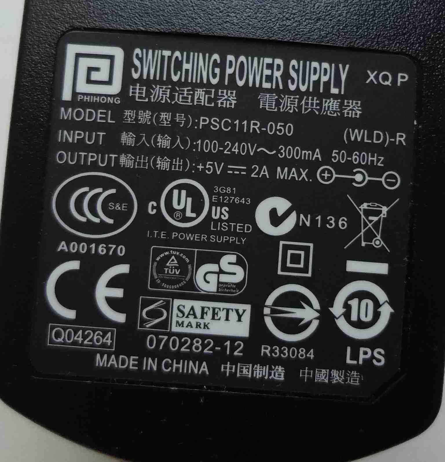 Блок питания Switching Power Supply 5V 2A PSC11R-50