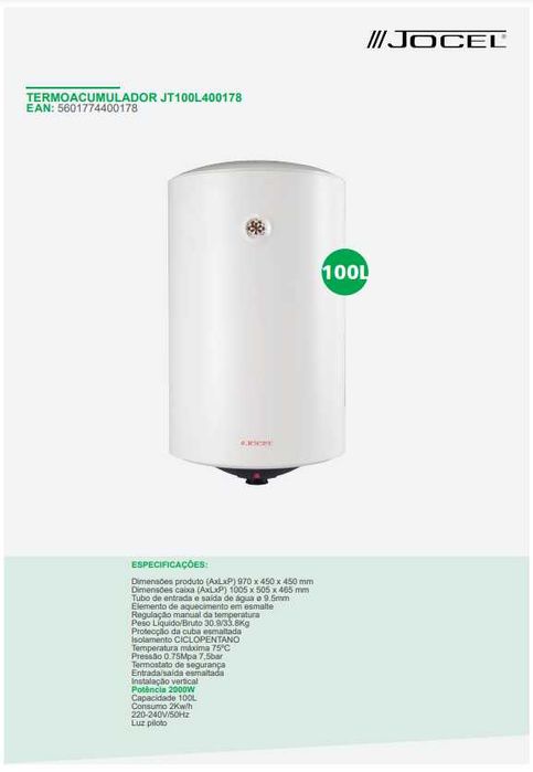Termoacumulador 100L Jocel - Cilindro