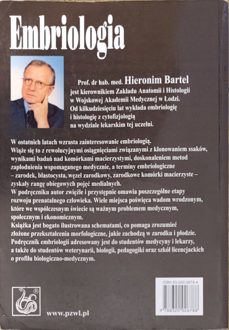 Embriologia Hieronim Bartel podręcznik dla studentów