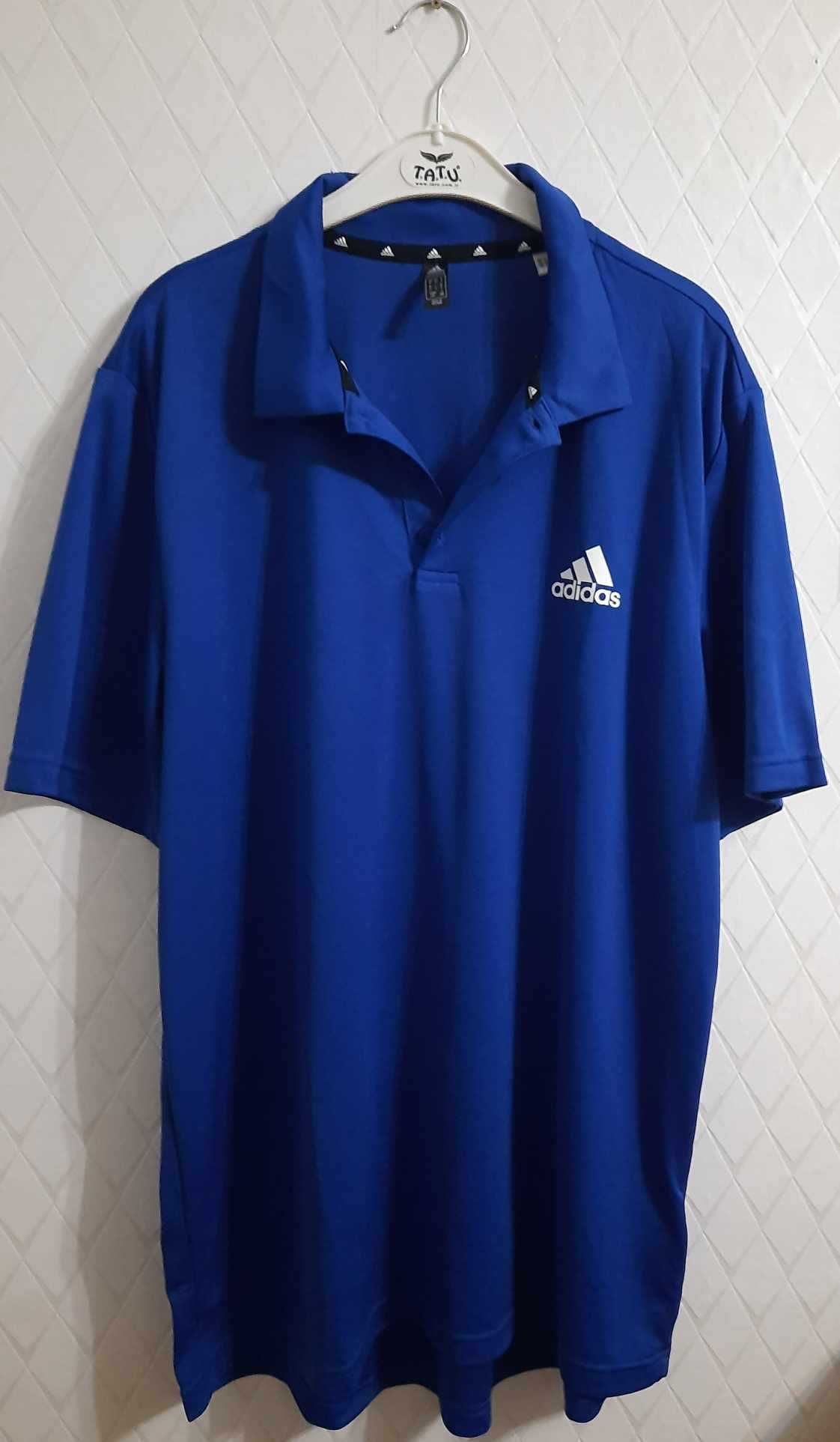 Niebieska koszulka polo Aeroready z krótkim rękawem marki Adidas