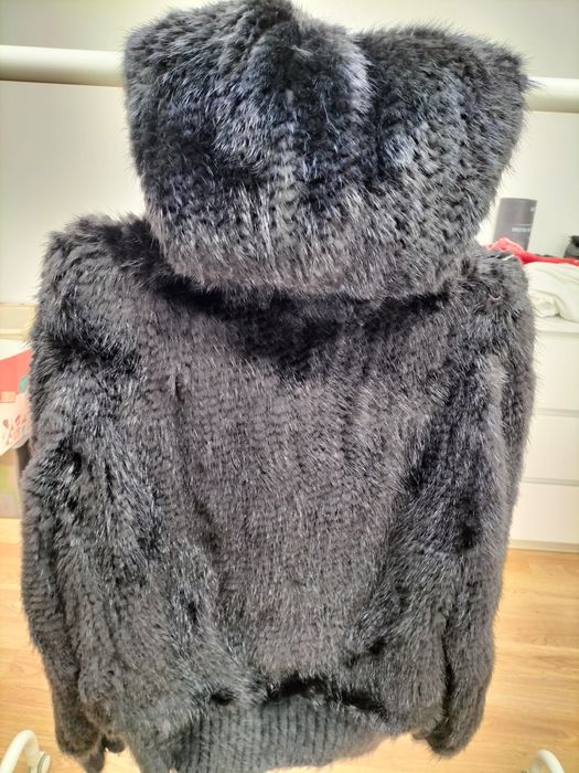 Casaco de vison tricotado