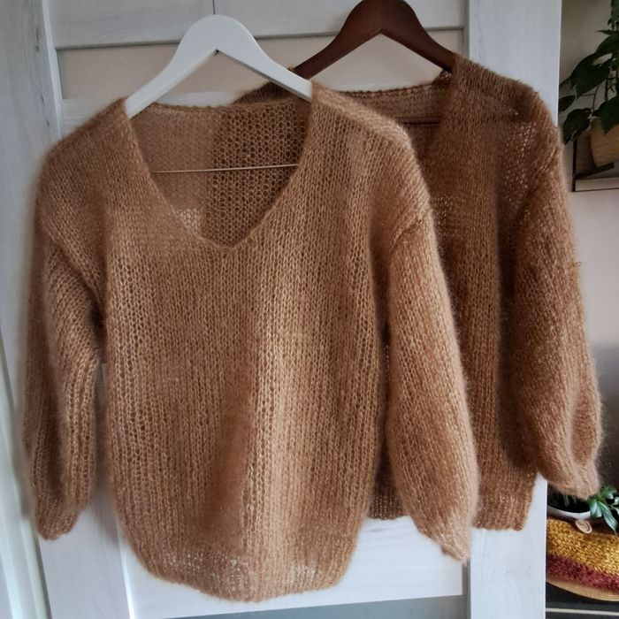 Sweter mgiełka, moher z jedwabiem.Handmade.