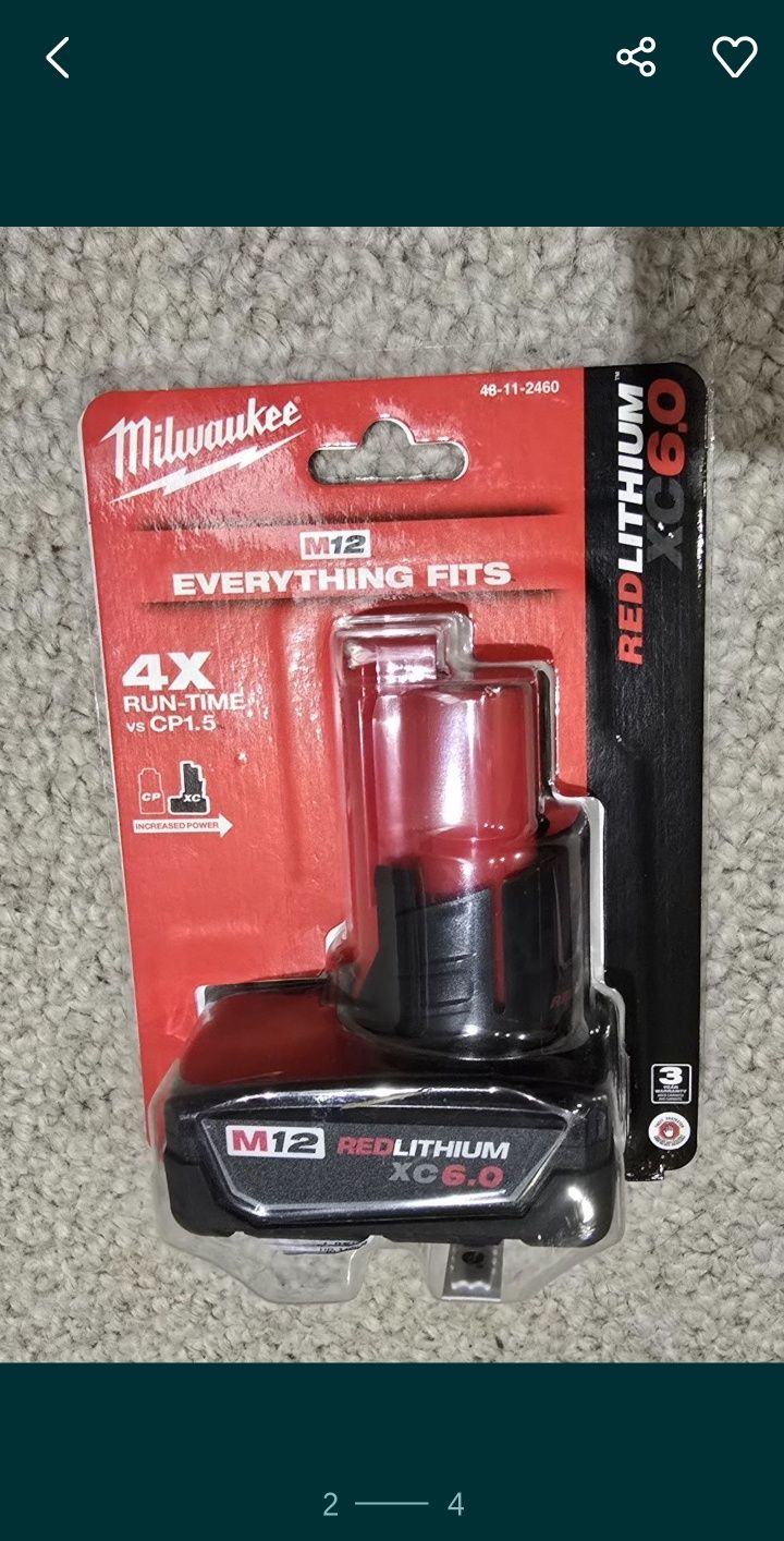 Milwaukee Nowa oryginalna bateria M12 6.0 XC