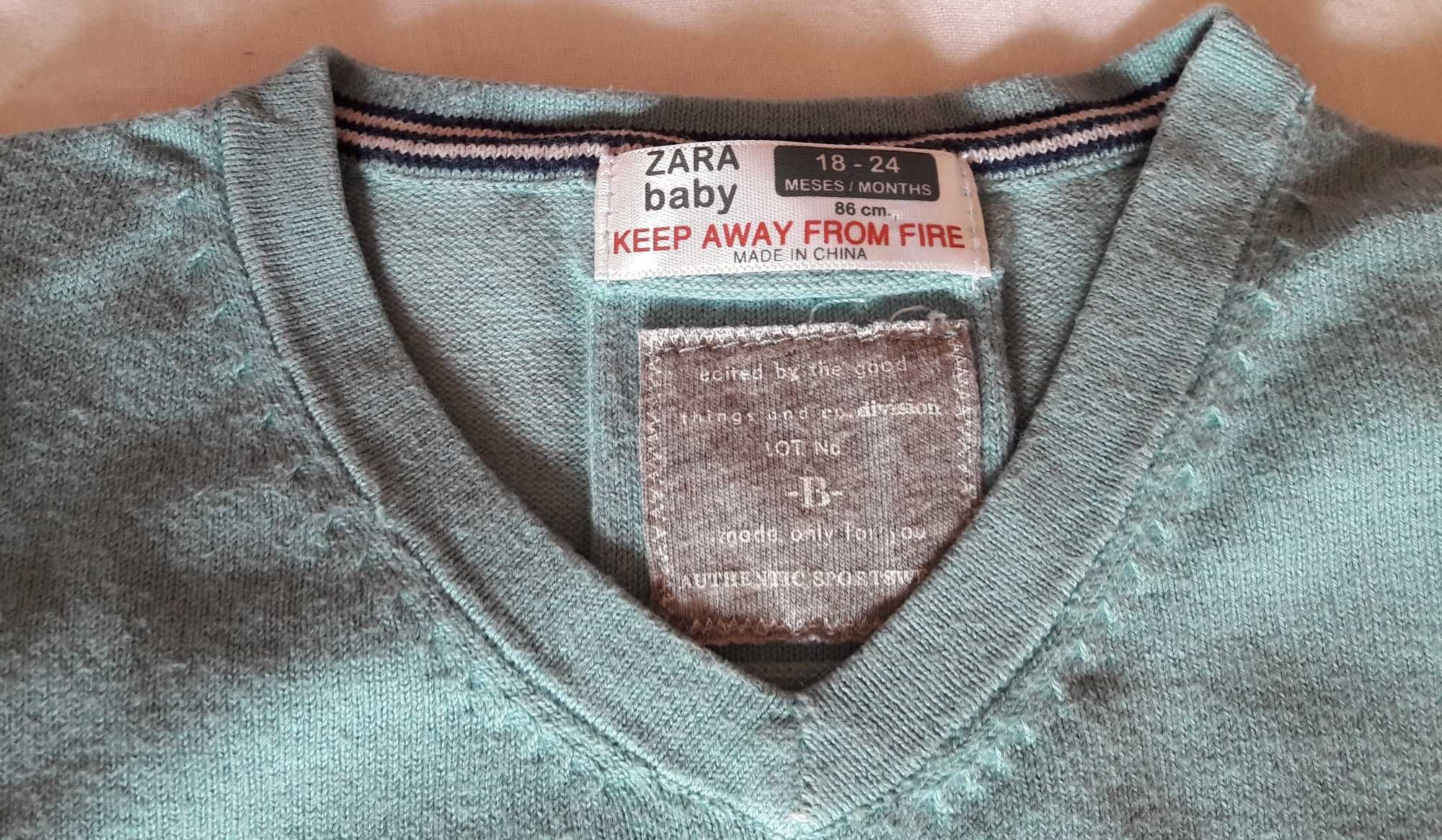 Sweterek chłopięcy Zara Baby 18-24,86cm i dżinsy H&M 1,5-2 lata,92cm