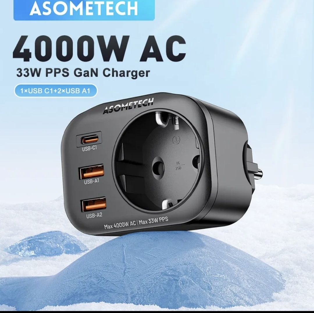 Зарядний пристрій ASOMETECH 33w GaN 4в1