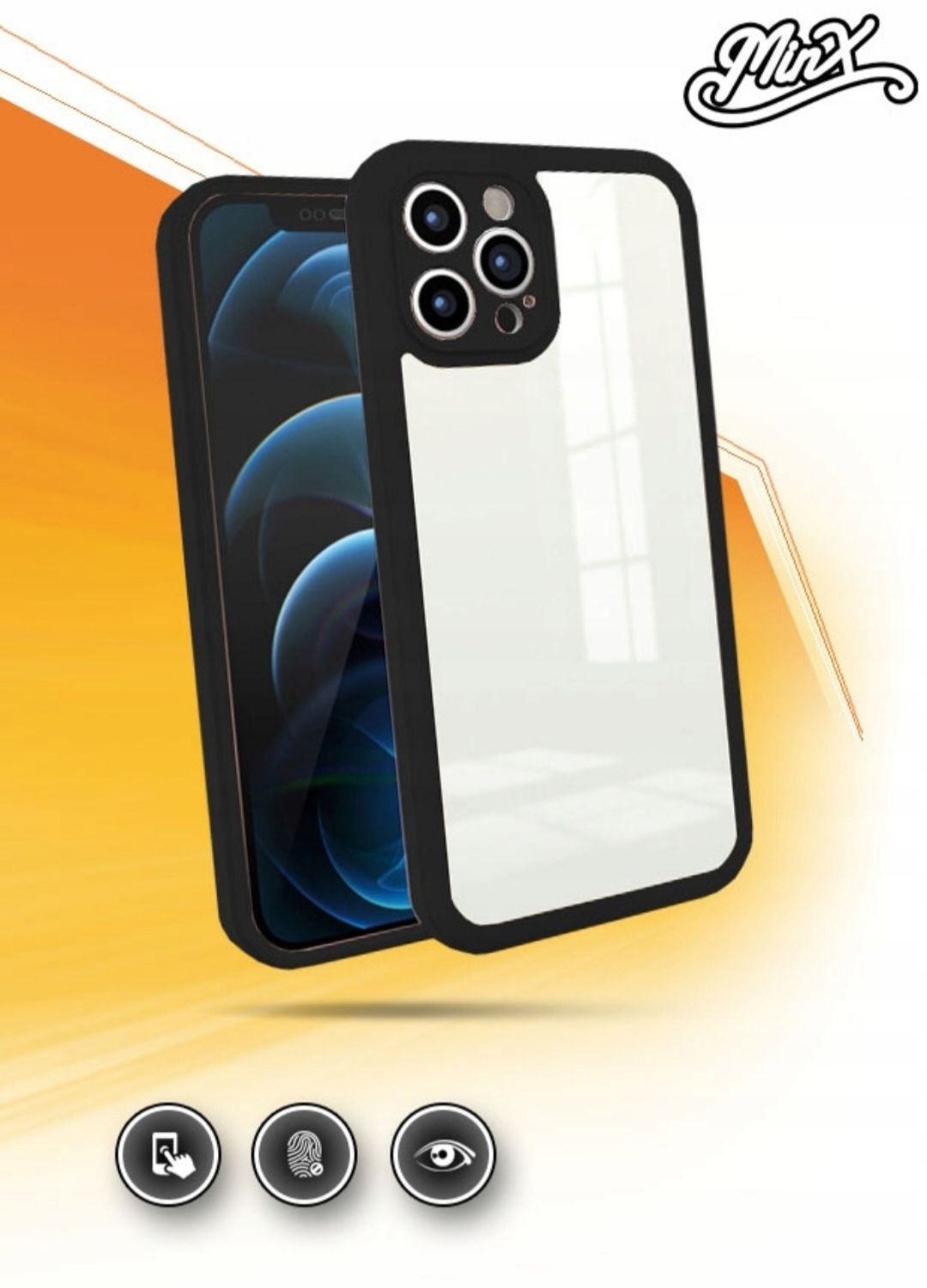 Etui 360 iPhone 12 Pro Max przezroczyste, czarna ramka