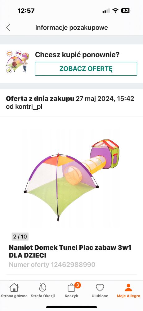 Namiot dla ogrodka albo plażu