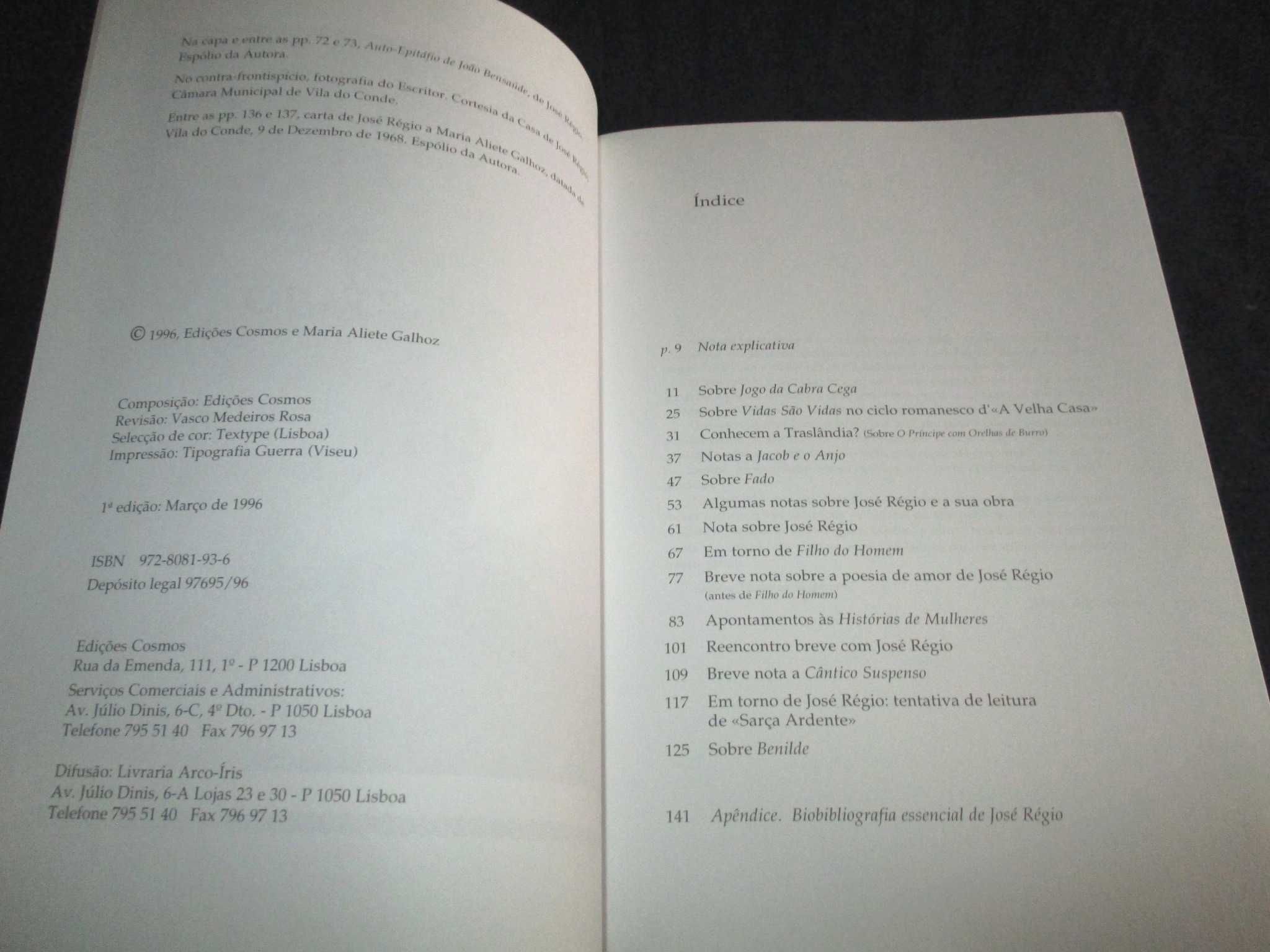 Livro Catorze Ensaios sobre José Régio Maria Aliete Galhoz