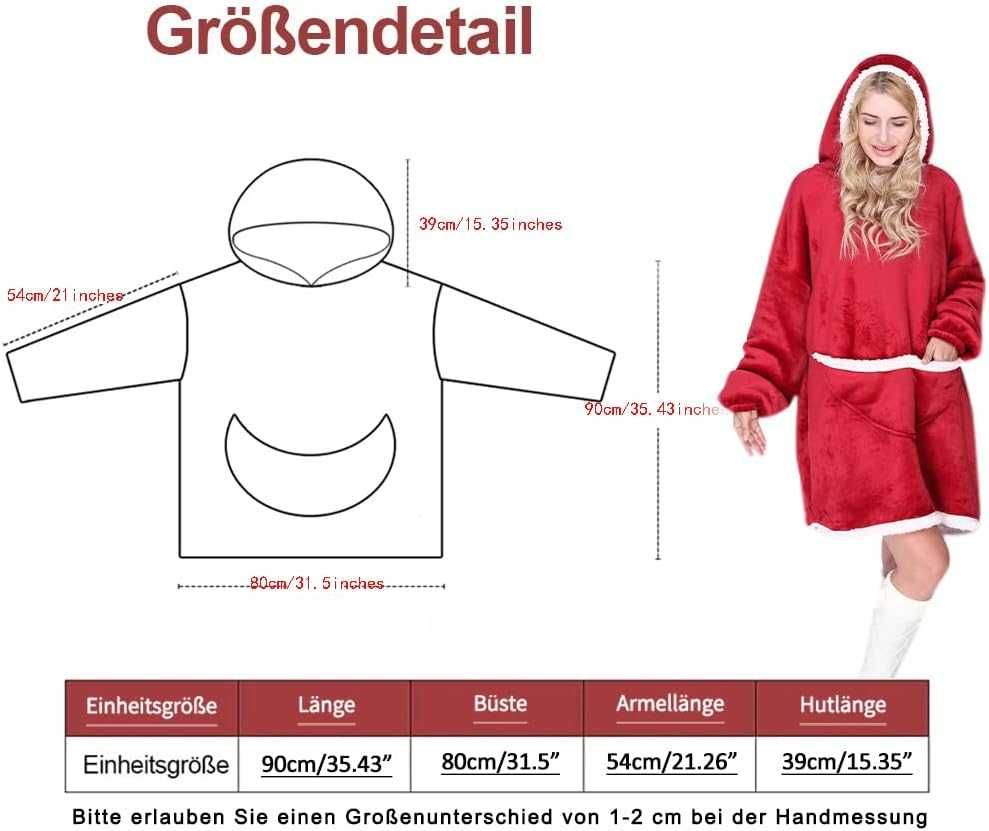 Bluza OVERSIZE XXL ciepła, unisex, z kapturem, kieszeń, kocobluza
