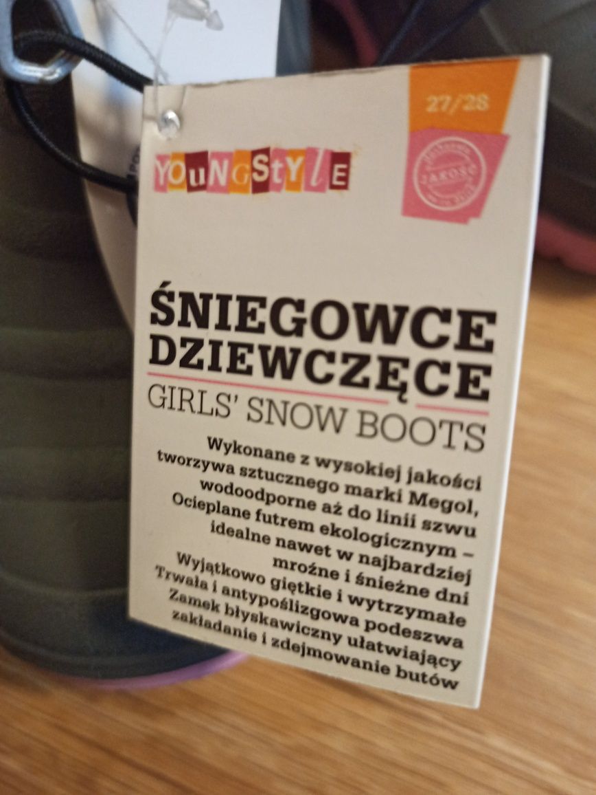 Nowe śniegowce dziewczęce rozm. 27/28