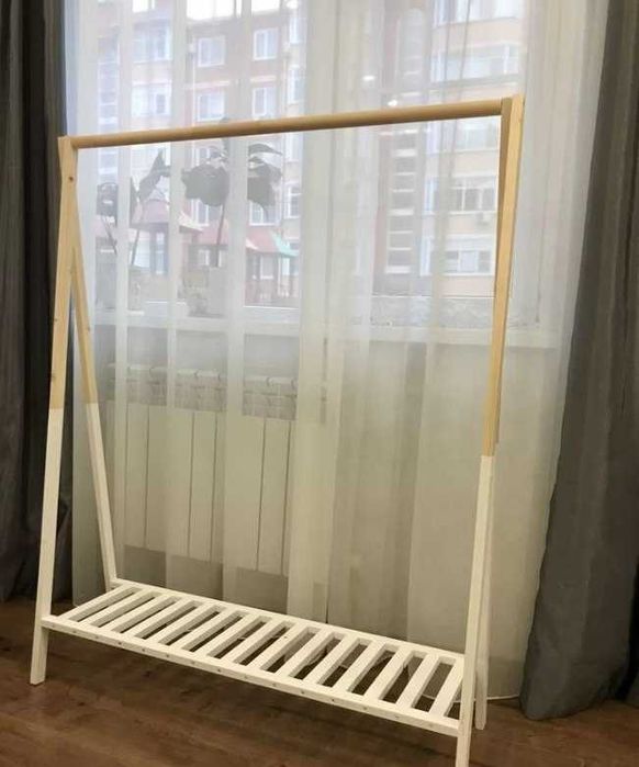 Вішалка стійка для одягу Рейл  Вешалка напольная для одежды деревянная