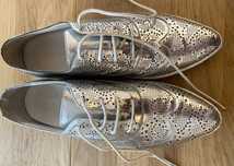 Buty Elvio Zanon skóra skórzane srebrne trampki sneakersy