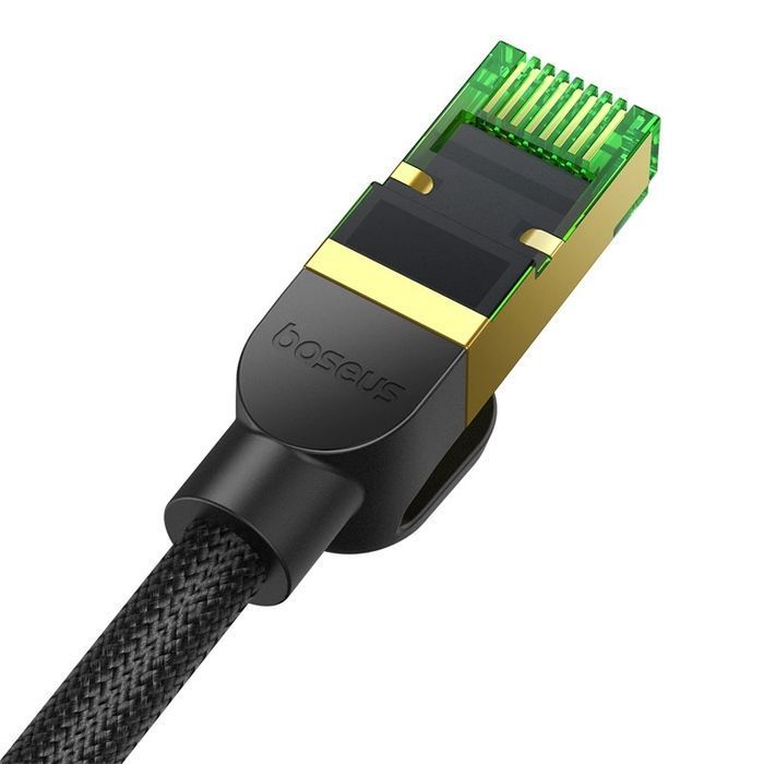 Baseus szybki kabel sieciowy RJ45 cat. 8 40Gbps 20m pleciony czarny