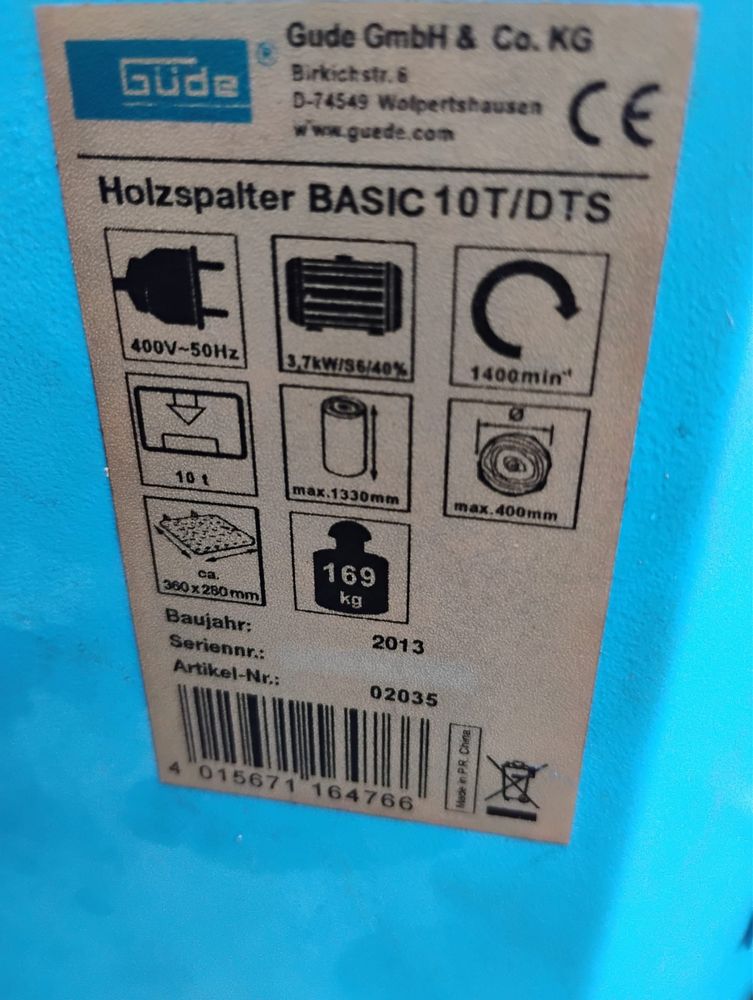 Łuparka firmy GUDE 10 ton nacisku