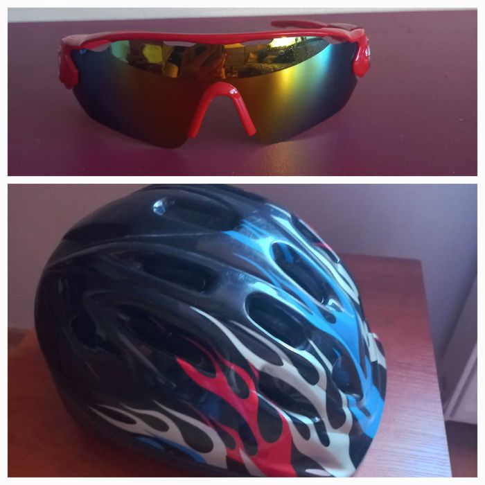 Kask rowerowy r.m i okulary