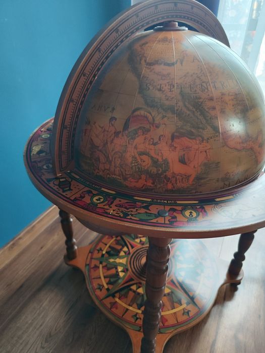 Globus, barek, szafka na alkohol, ziemia, vintage