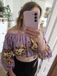 Liliowy top bluzka kwiaty