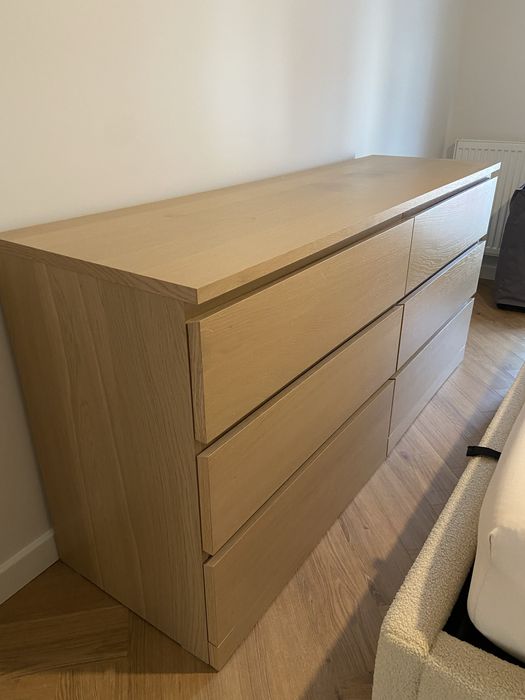 Komoda ikea MALM 6 szuflad dąb 160x78