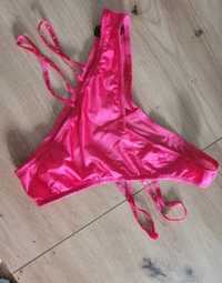 Figi satynowa bielizna Pink sexy cyrkonie  M erotyczna damska