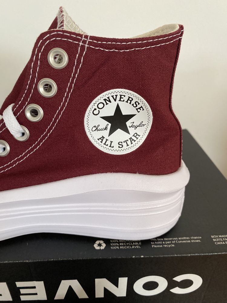 Tenis bota all star bordeaux plataforma converse NOVOS