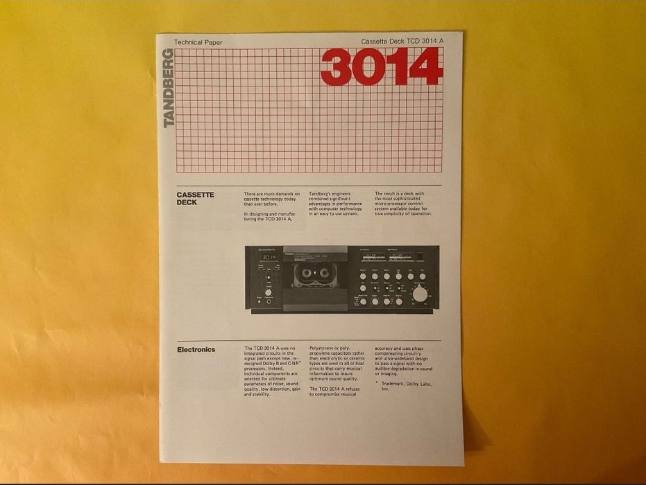 Brochura RARA TANDBERG. 3014.