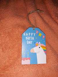 Бирка для подарка на день рождения упаковка открытка из дерева