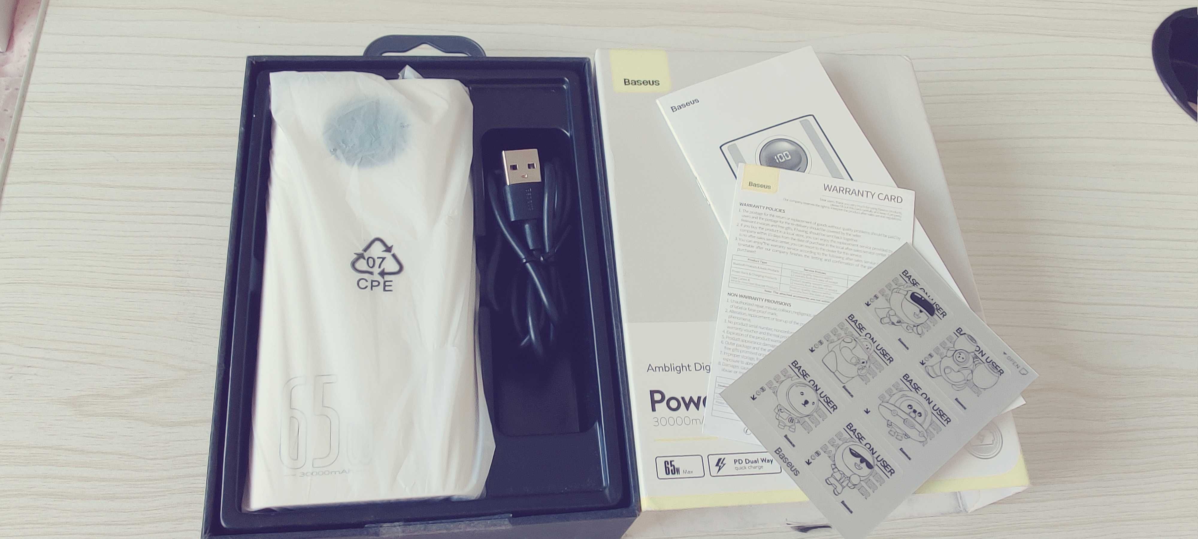 Power Bank Baseus Ambilight 65W 30000mAh 4x USB + USB-C P.D. Q.C. 3.0