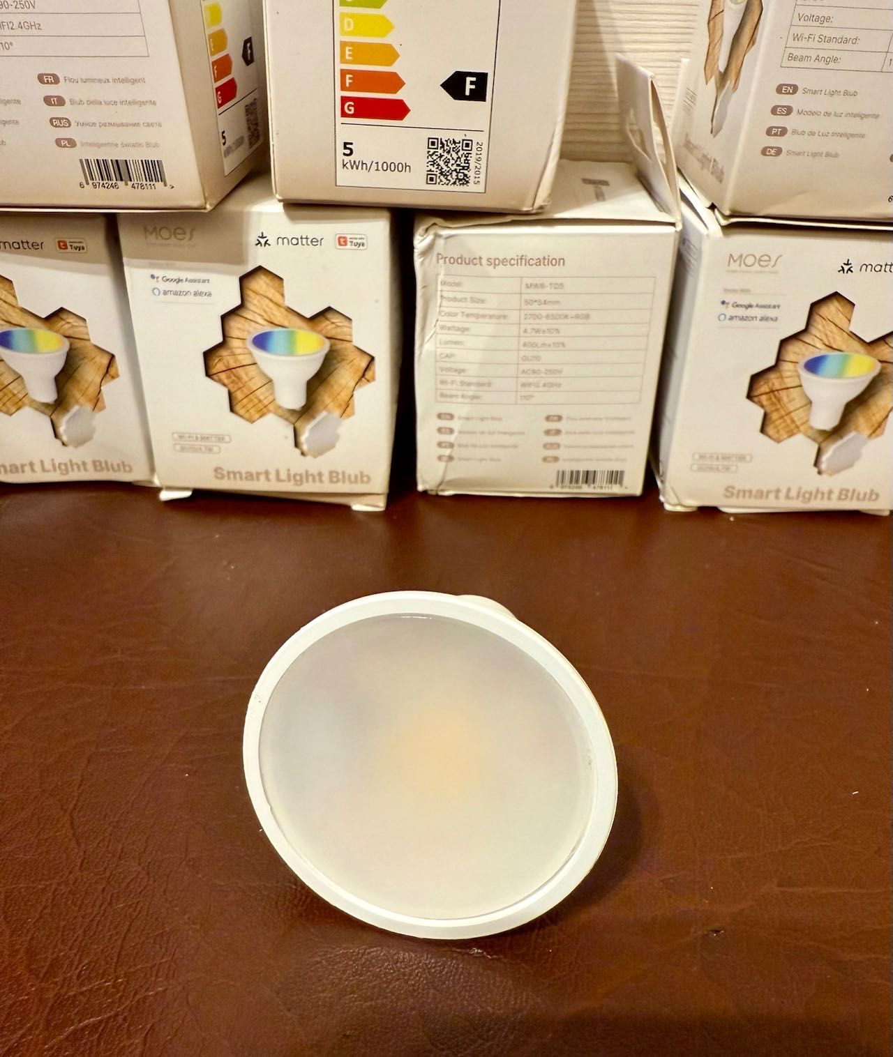 Умные лампы LED Moes GU10 Matter Wi-Fi RGB+CCT HomeKit 100ч наработка
