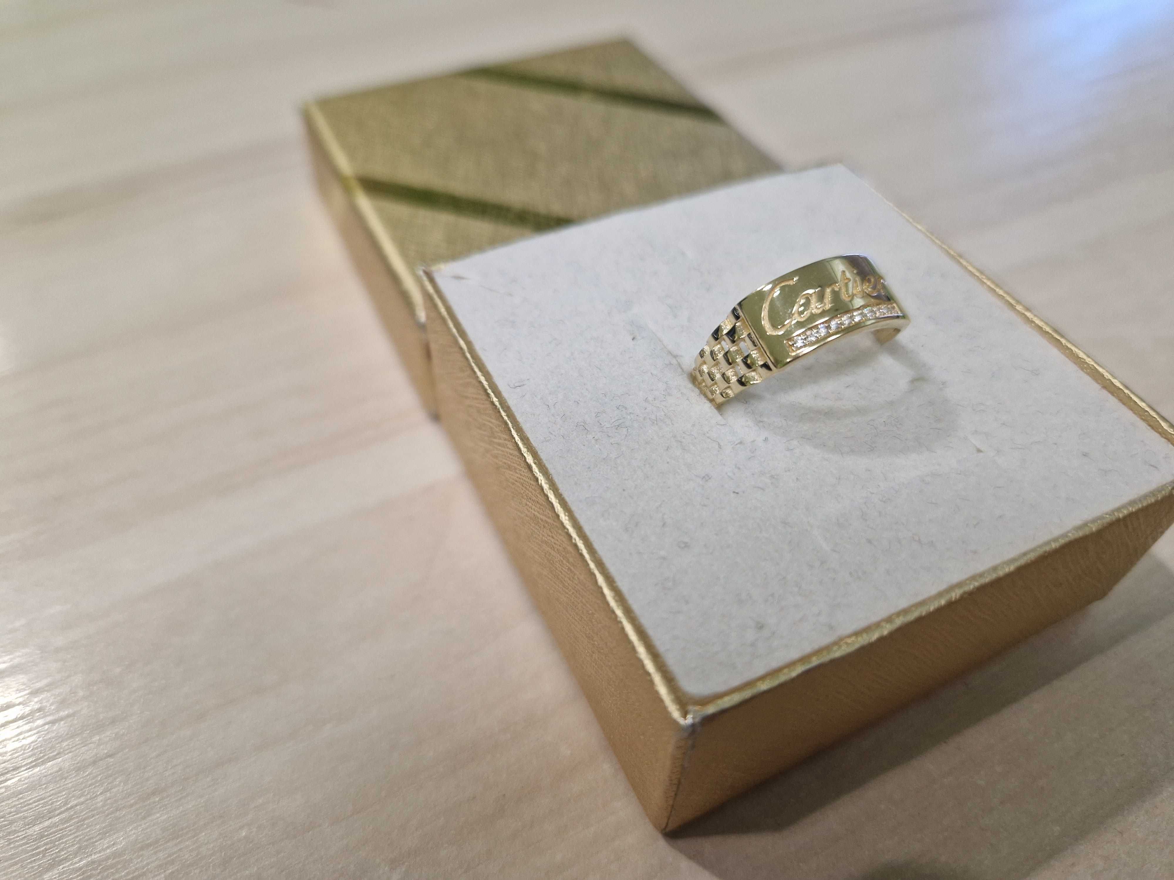 Nowy oryginalny złoty pierścionek Cartier PR 585