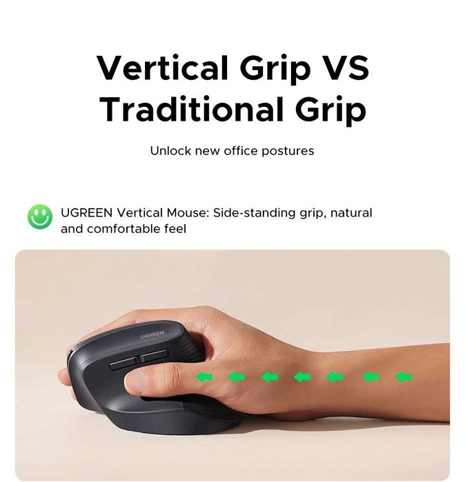 UGREEN Vertical Wireless Mouse M571 2.4G - безшумна вертикальна мишка