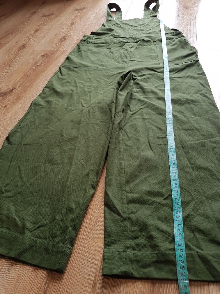 L 40 XL 42 Oliver Bonas khaki ogrodniczki damskie spodnie na szelkach