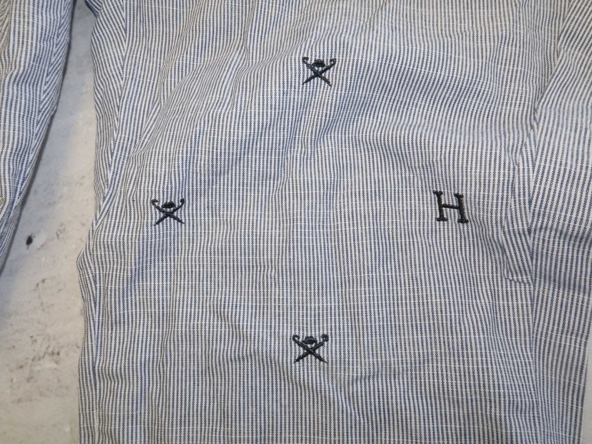 Heckett London spodnie bawełniane w paski monogram XXL