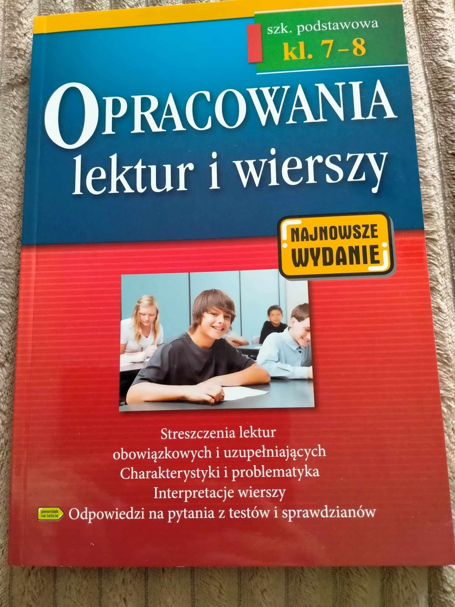 Książka opracowania lektury i wierszy klasa 7 i 8