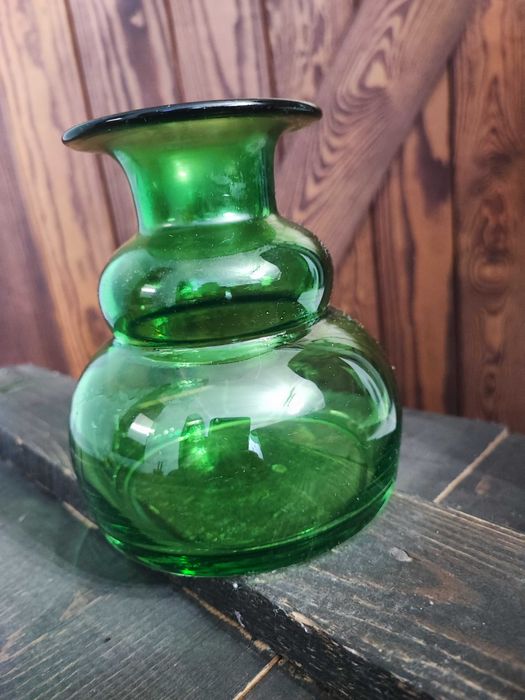 Zielone szkło wazon Brigitte Höfs lata 70