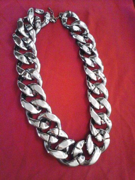 Corrente da Pescoço, Da MODA, Malha Batida - Extra larga Metálica