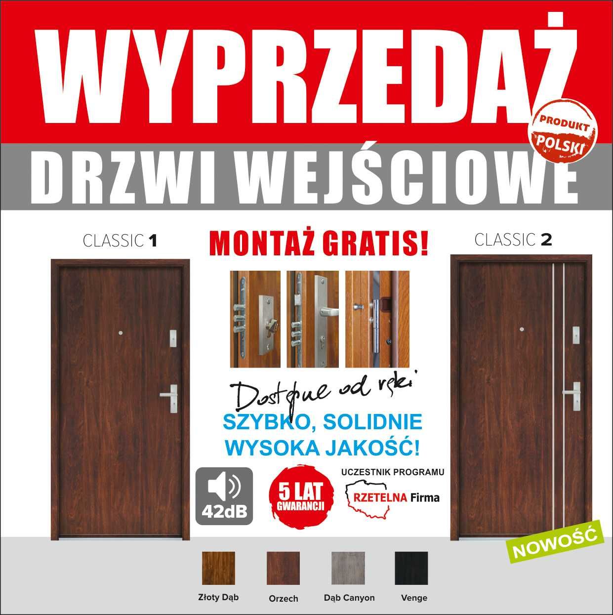 Drzwi zewnętrzne wejściowe do mieszkania w bloku z montażem