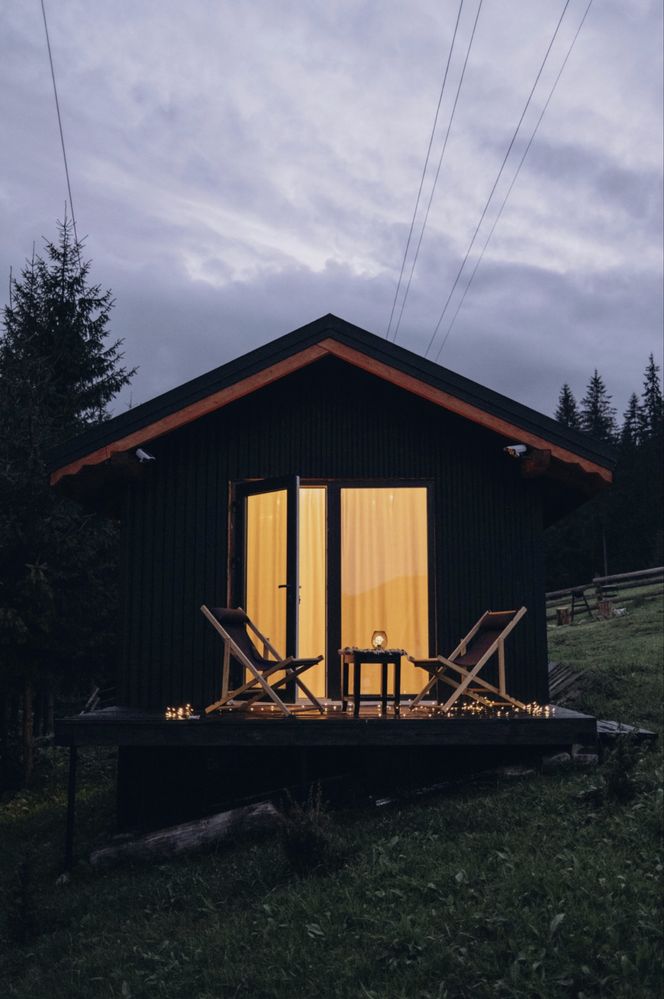 Оренда Будиночків  HappyHouse з чаном та видом на гори в Карпатах