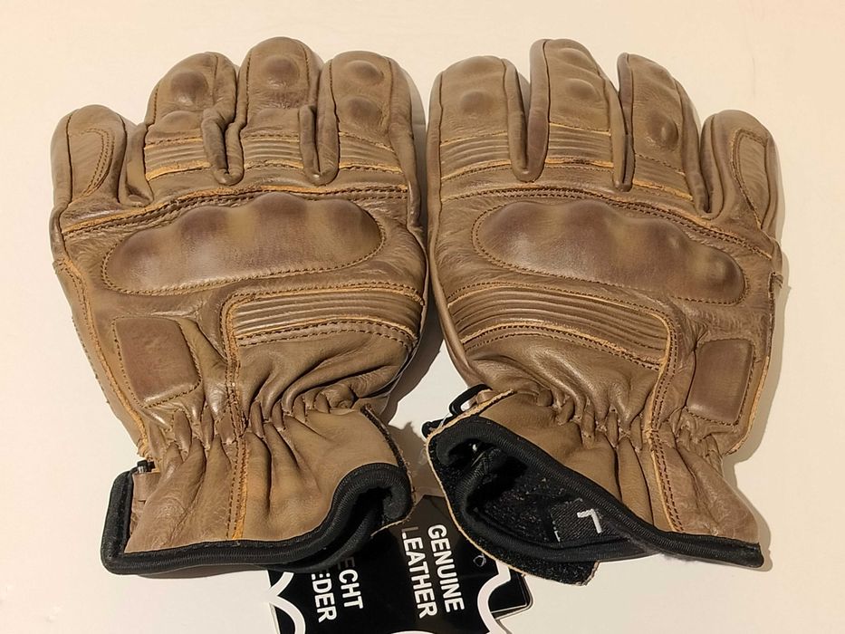 Luvas motard pele castanho novas