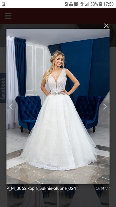 Suknia ślubna Gerda w stylu księżniczki z dopinanym trenem.