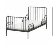Łóżko Ikea Minnen czarne metal dziecięce komplet  86 x 137/172/207