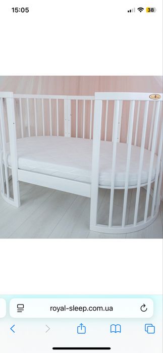 Овальная кроватка Royal Sleep 9в1 Белая