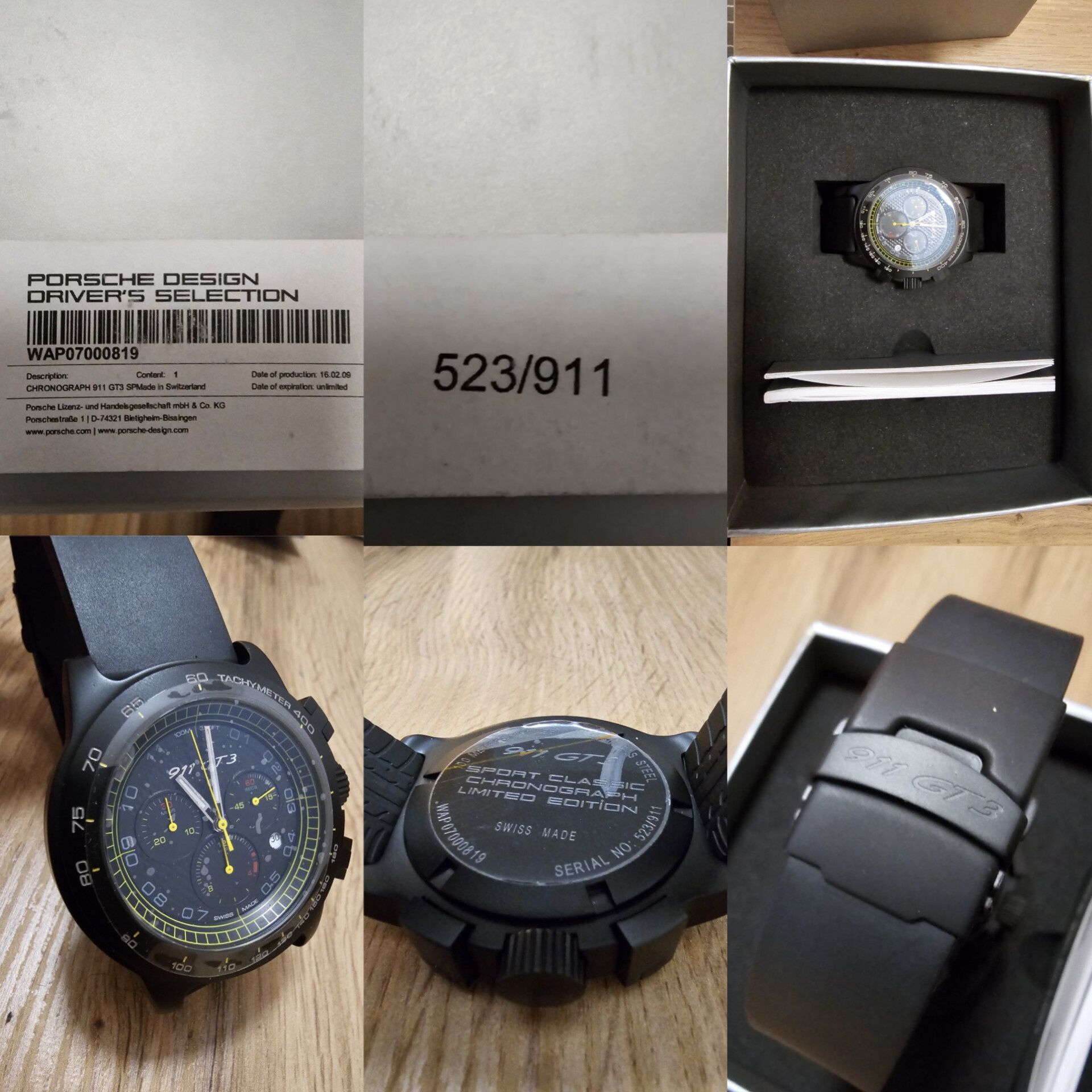 NOWY Porsche Design Chronograph GT3 nr 523/911 Limited Edition zegarek