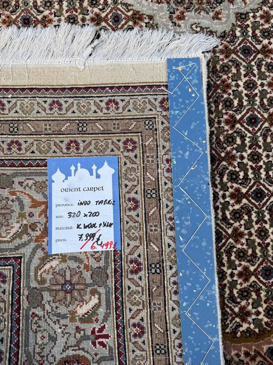 Kaszmirowy r.tkany dywan perski Tabriz z jedwabiem 320x220 gal. 34 tys