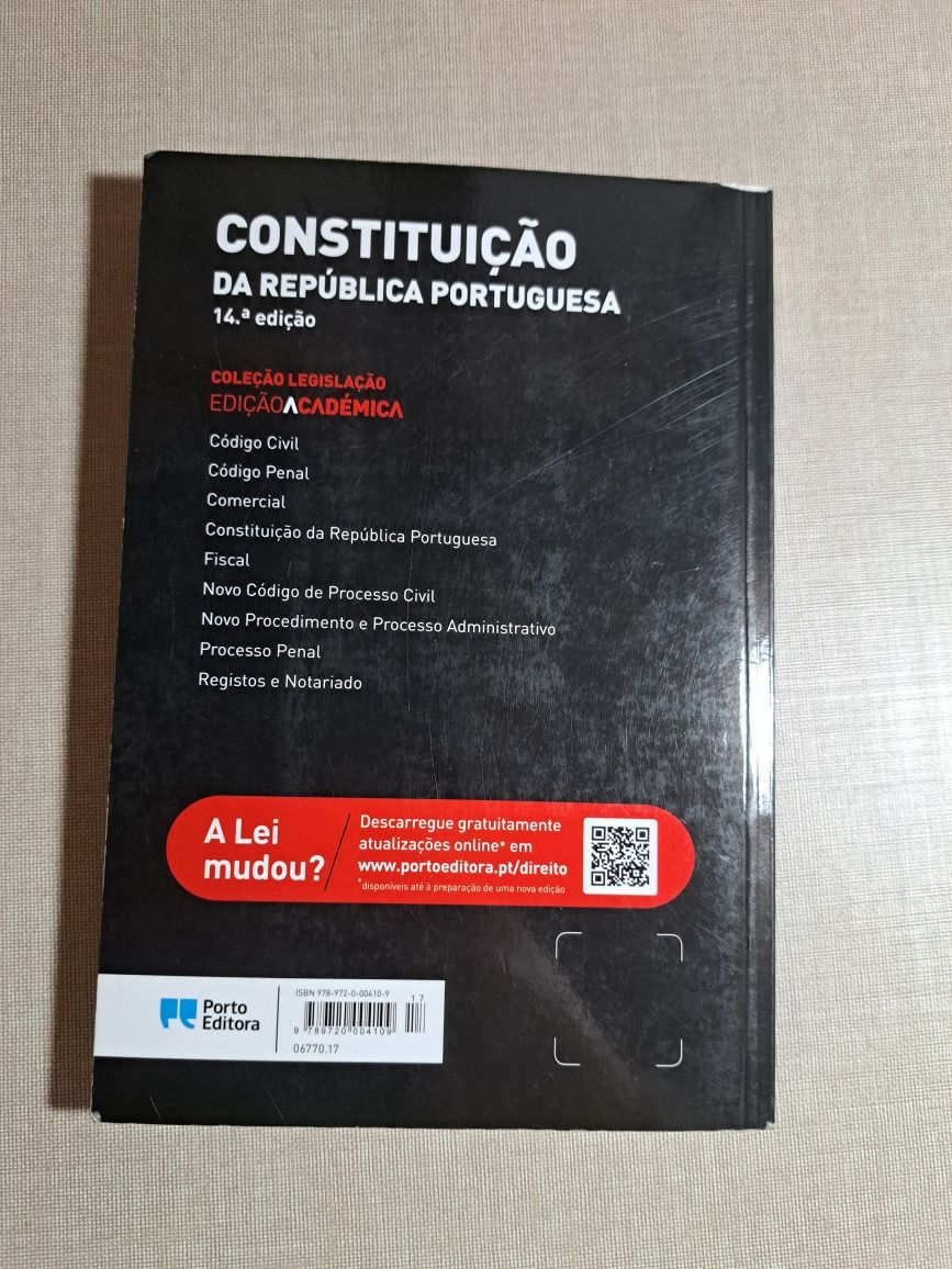 Livro Constituição da República Portuguesa – Como Nova – Envio Rápido!