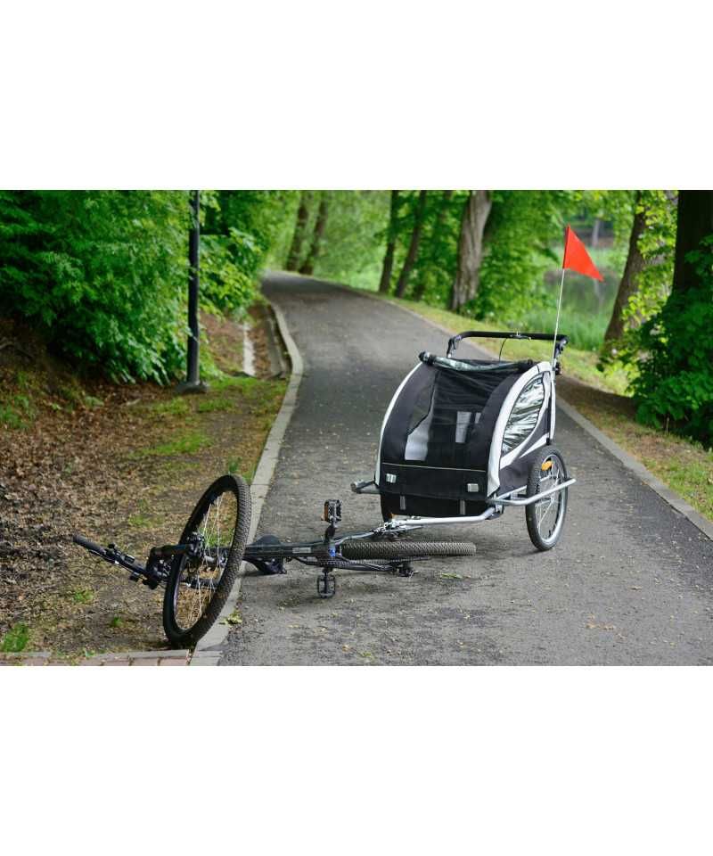 Przyczepka rowerowa 3w1 + OŚWIETLENIE LED 2-osobowa + JOGGER