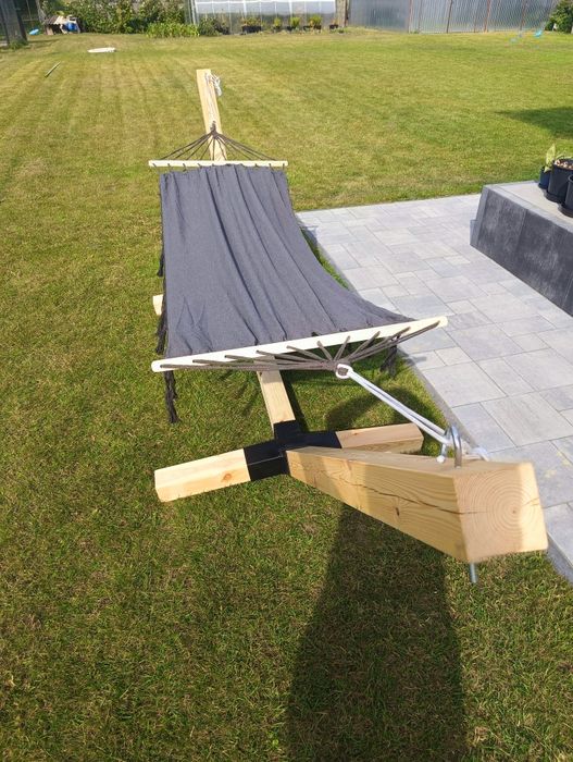 Hamak drewniany stelaż + hamak porządny najgrubszy 100x100mm malowany