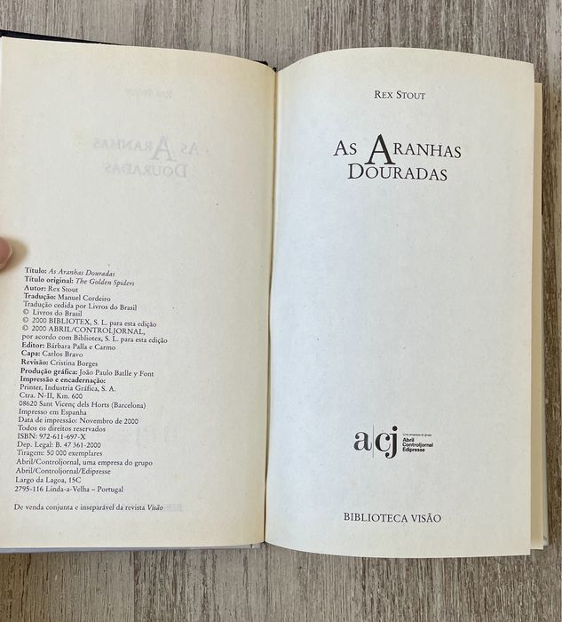 Livro: "As aranhas douradas", de Rex Stout