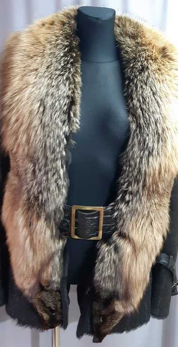 Дубленка женская воротник и опушка лиса Branco Pelle